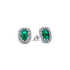 Pendientes Pandora de botón Halo Rectangular Verde Brilllante - Bijuvera