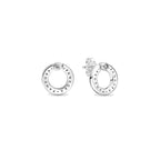Pendientes Pandora de botón Reversibles Círculo en Pavé & Logo - Bijuvera