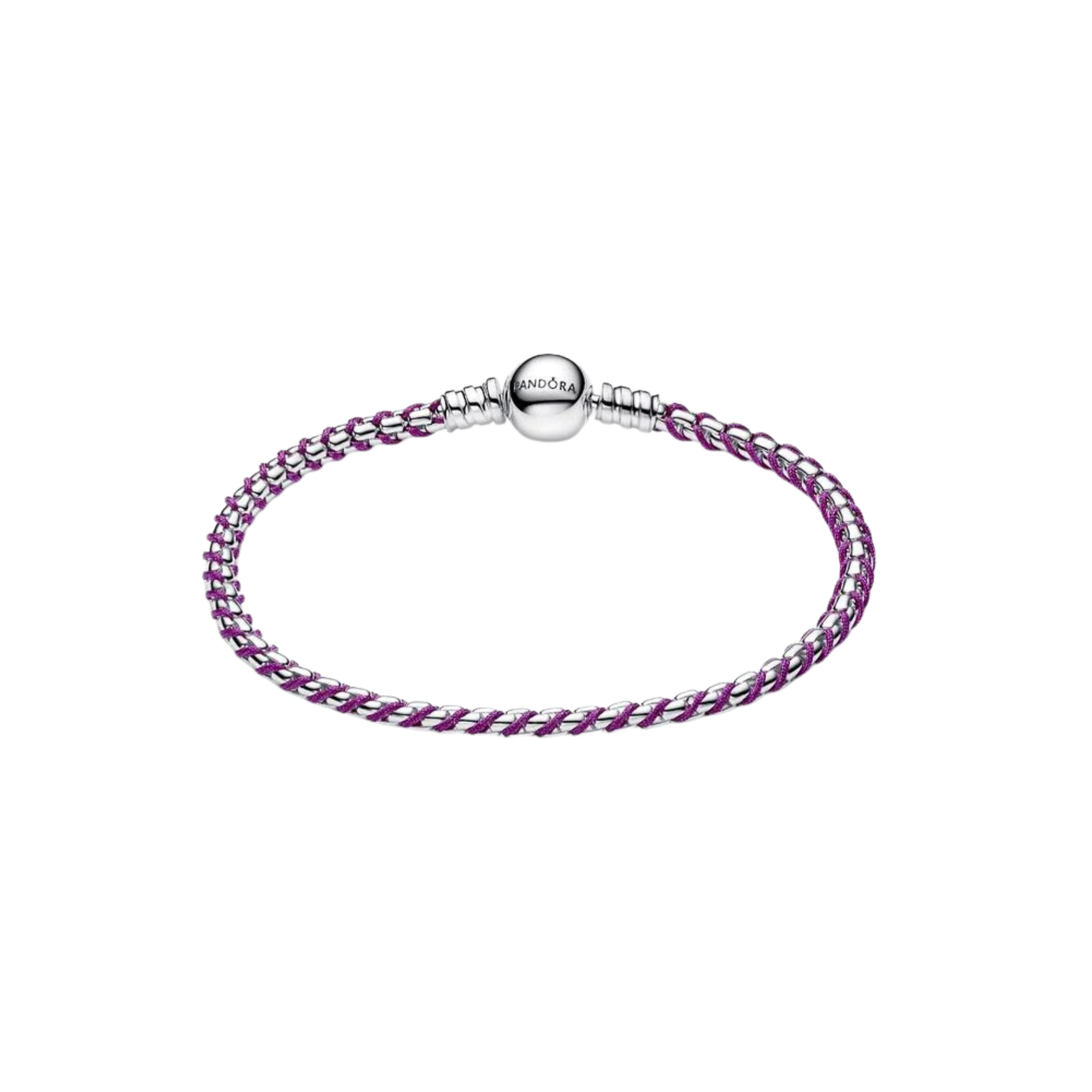Pulsera Pandora Cadena Caja Cordón Morado - Bijuvera
