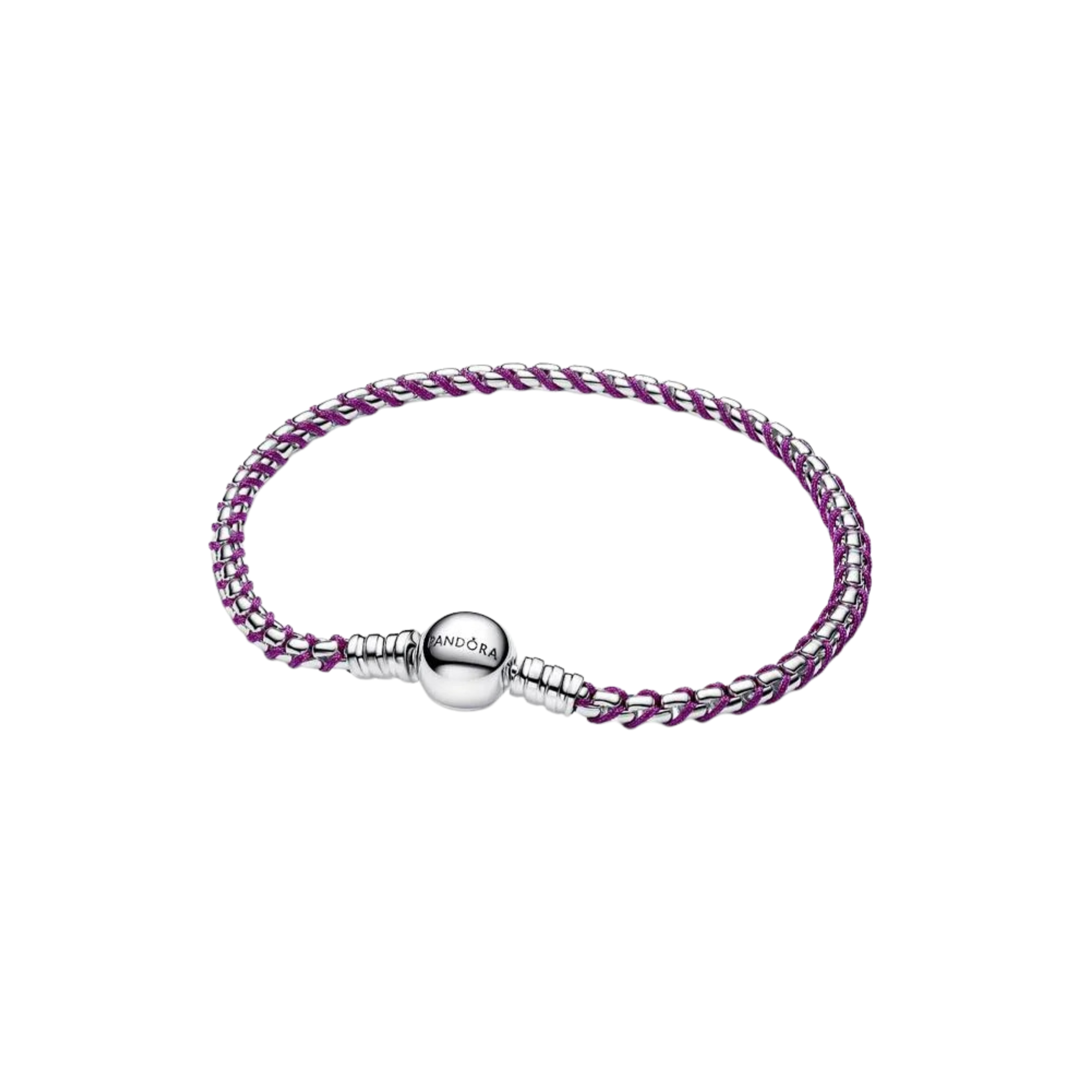 Pulsera Pandora Cadena Caja Cordón Morado - Bijuvera