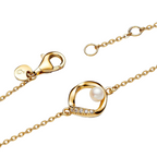 Bracelet Pandora Cercle Forme Organique en Pavé et Perle de Culture d'Eau Douce - Bijuvera