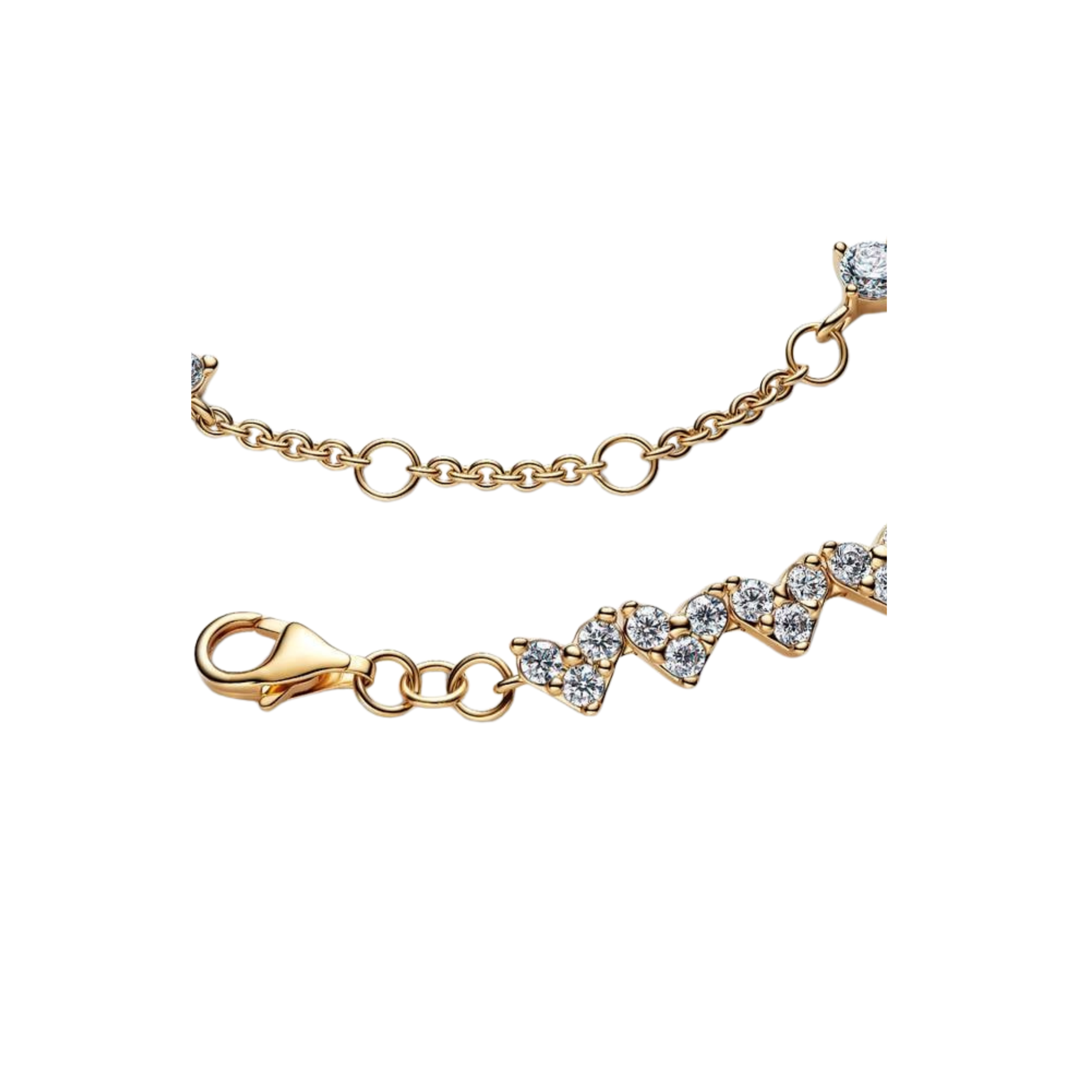 Pulsera Pandora Corazón Triple Gemas Color Oro  - Bijuvera