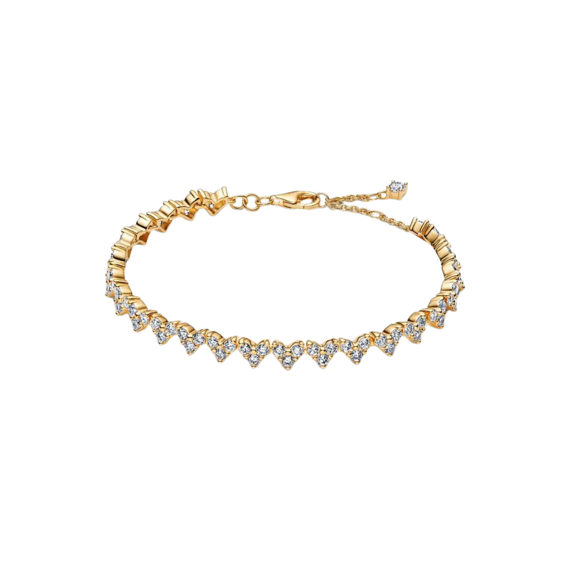Pulsera Pandora Corazón Triple Gemas Color Oro  - Bijuvera