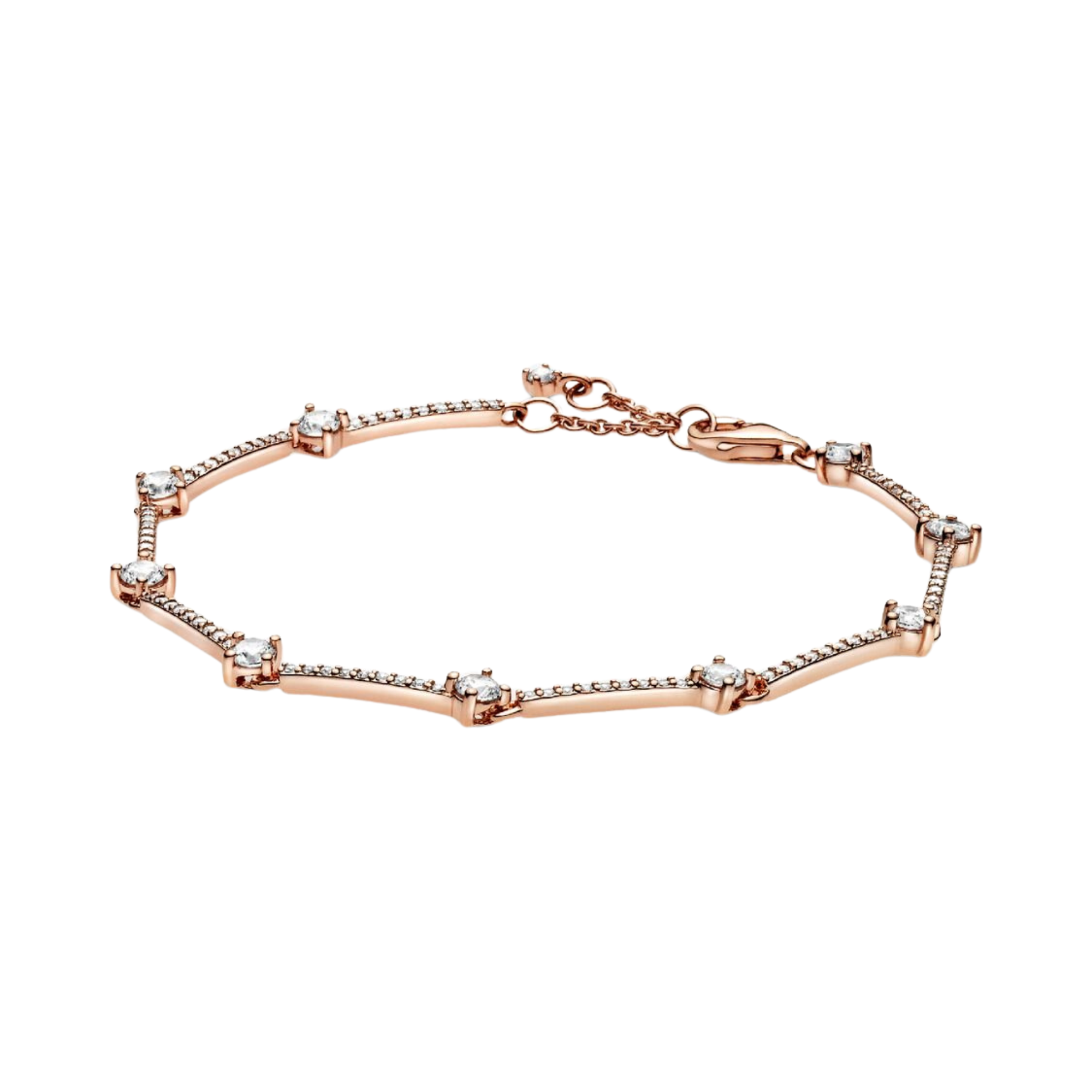 Pulsera Pandora Barras de Brillante Pavé en Color Oro Rosa - Bijuvera