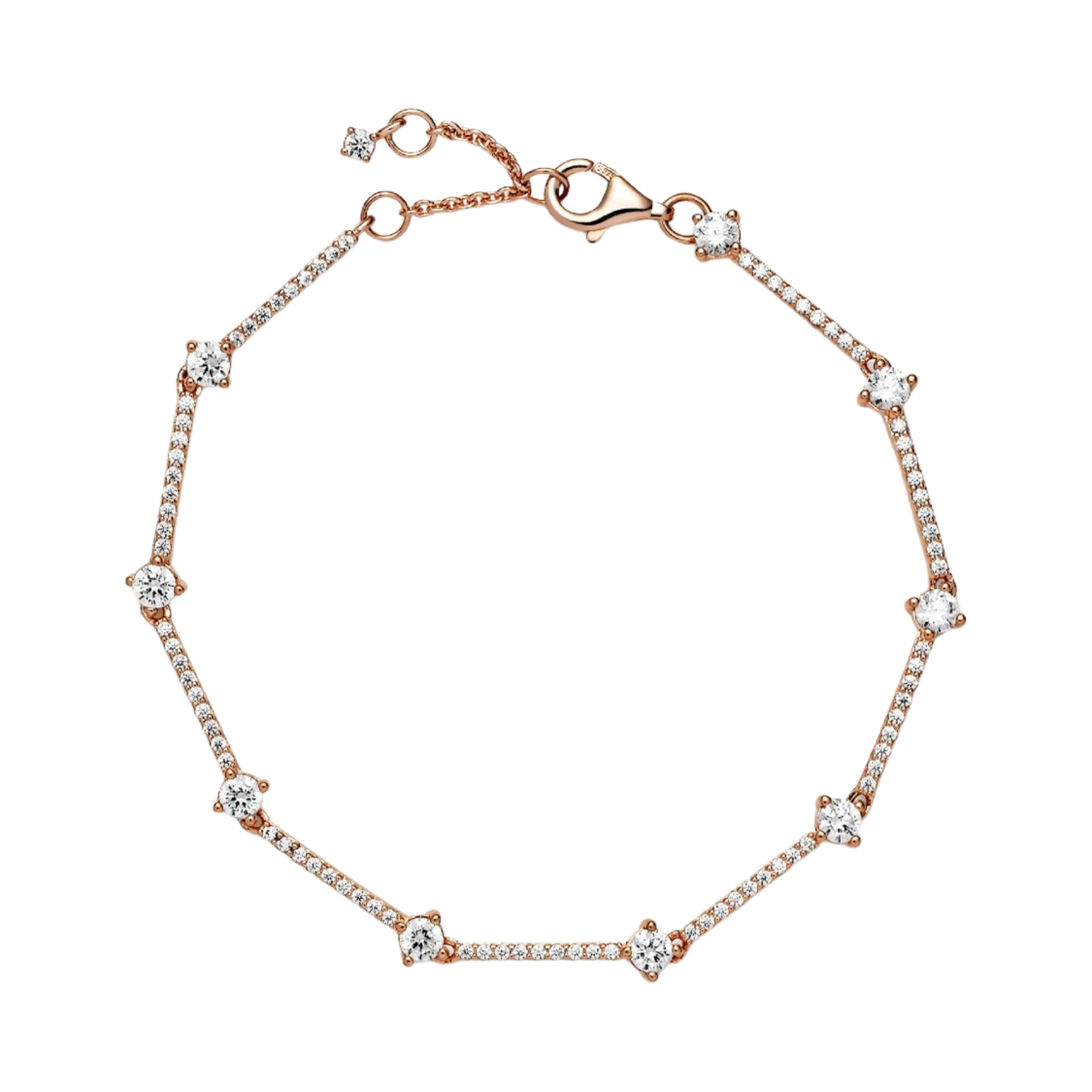 Pulsera Pandora Barras de Brillante Pavé en Color Oro Rosa - Bijuvera