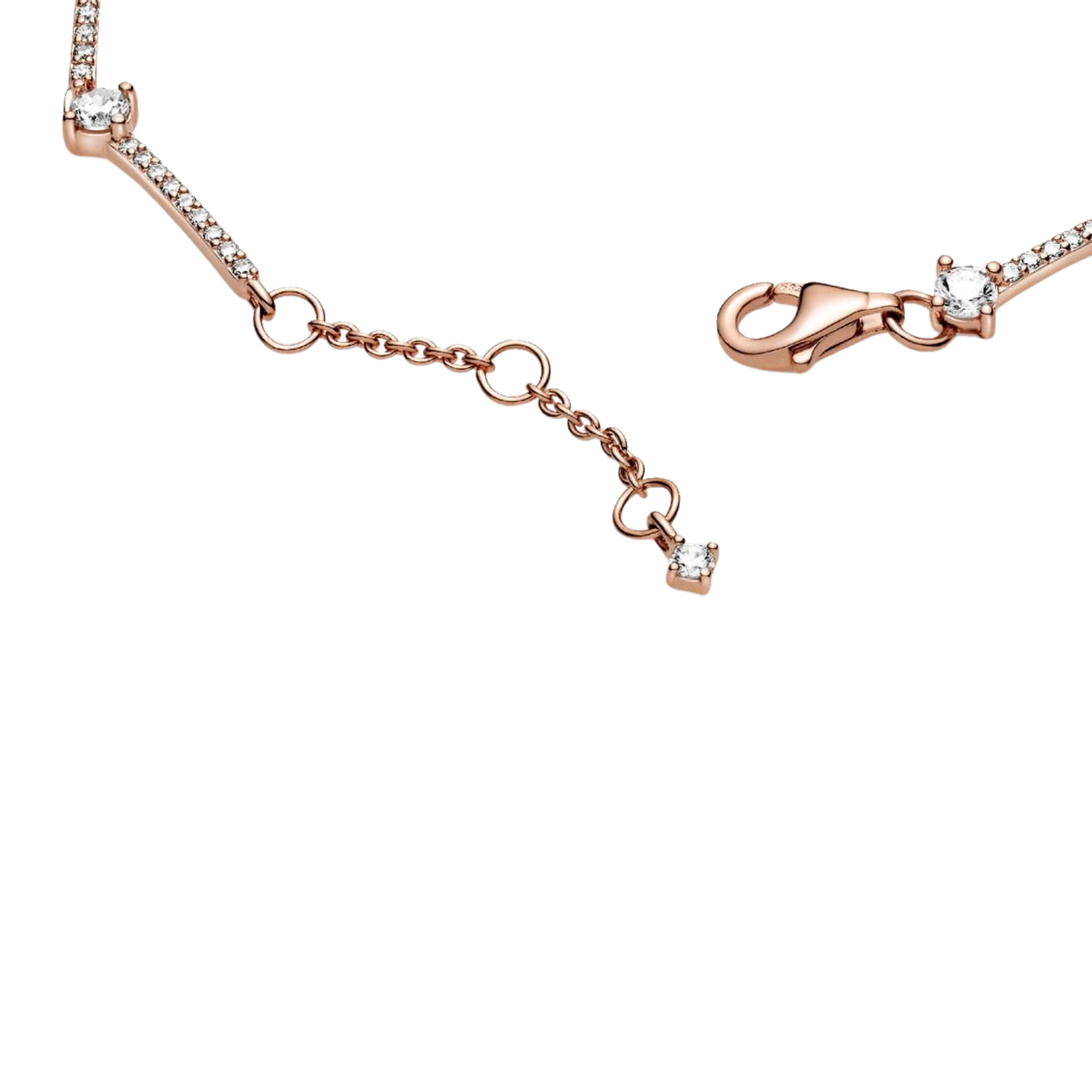Pulsera Pandora Barras de Brillante Pavé en Color Oro Rosa - Bijuvera