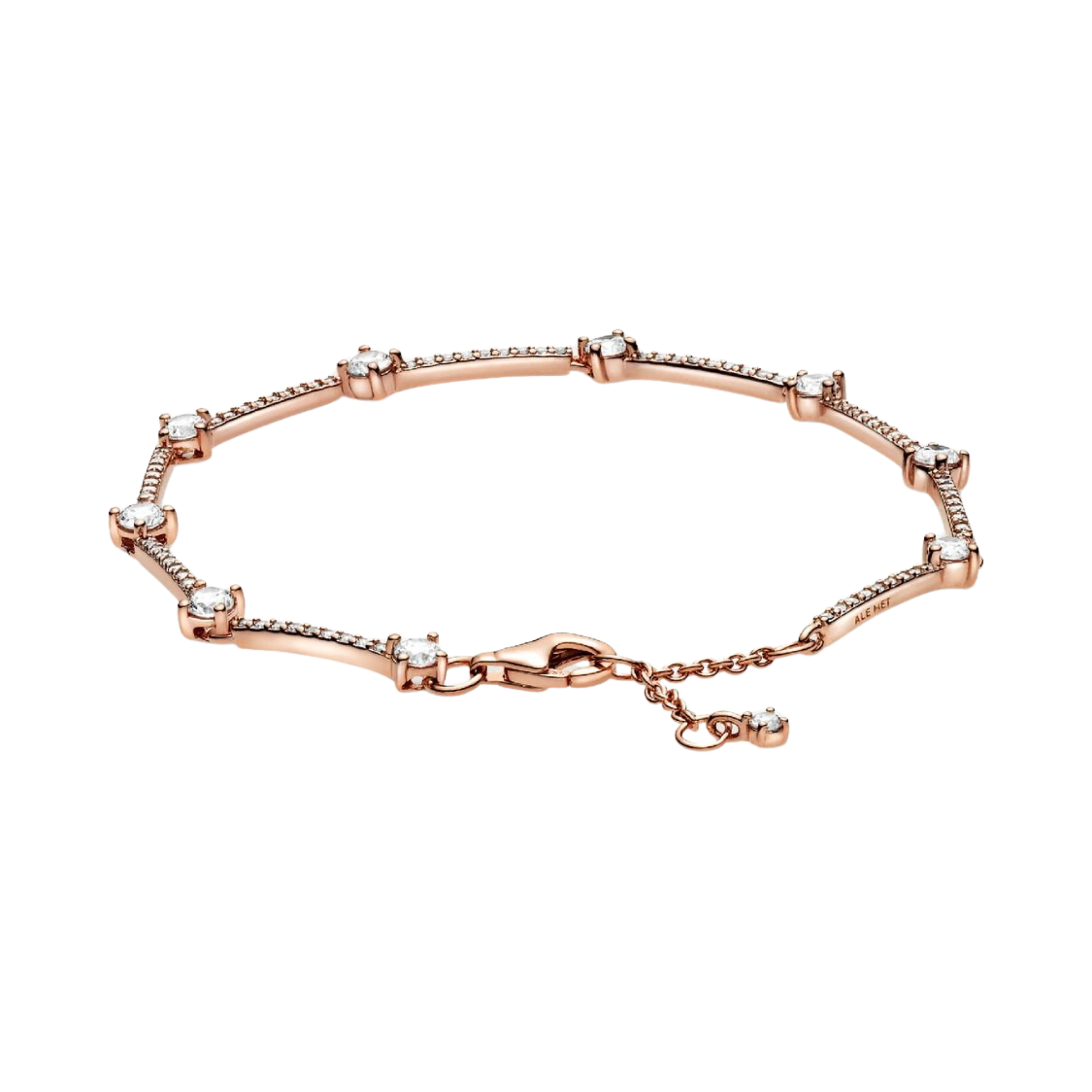 Pulsera Pandora Barras de Brillante Pavé en Color Oro Rosa - Bijuvera