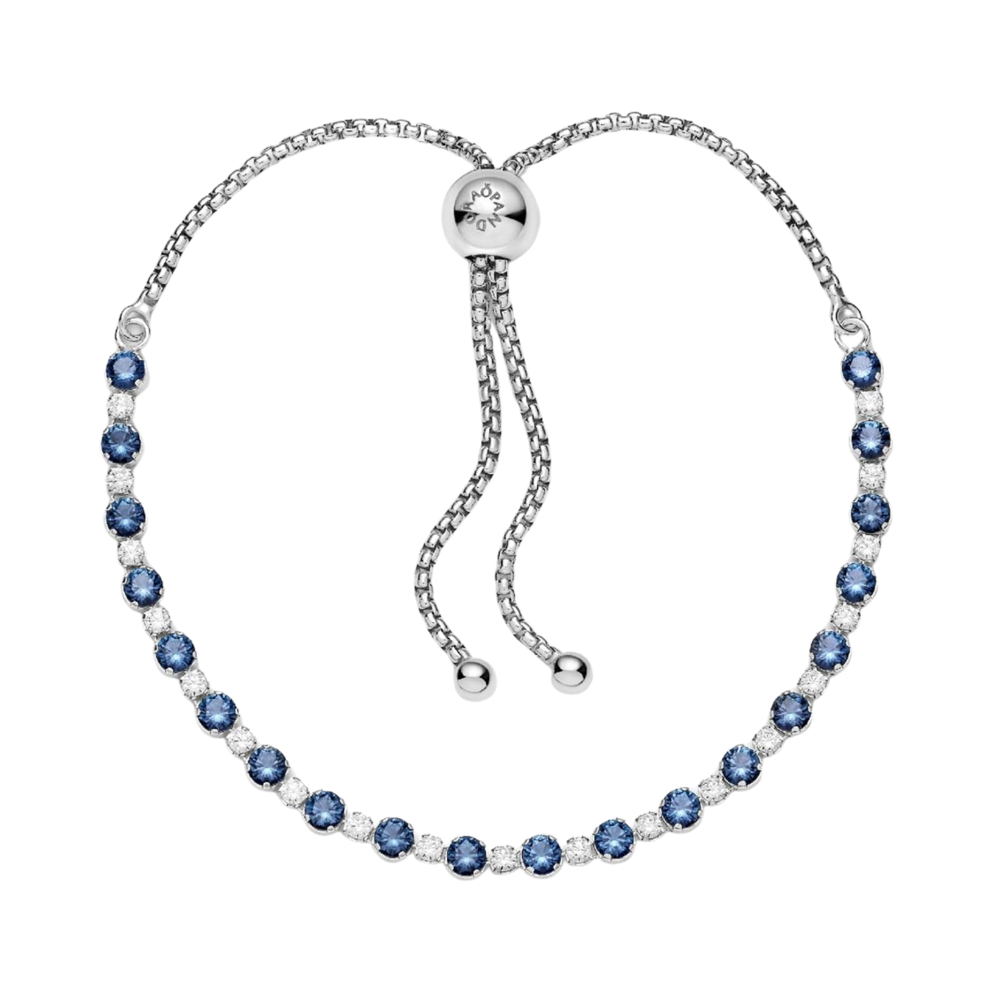 Bracelet Pandora Blue and Transparent Sparkles Sliding Closure - Bijuvera