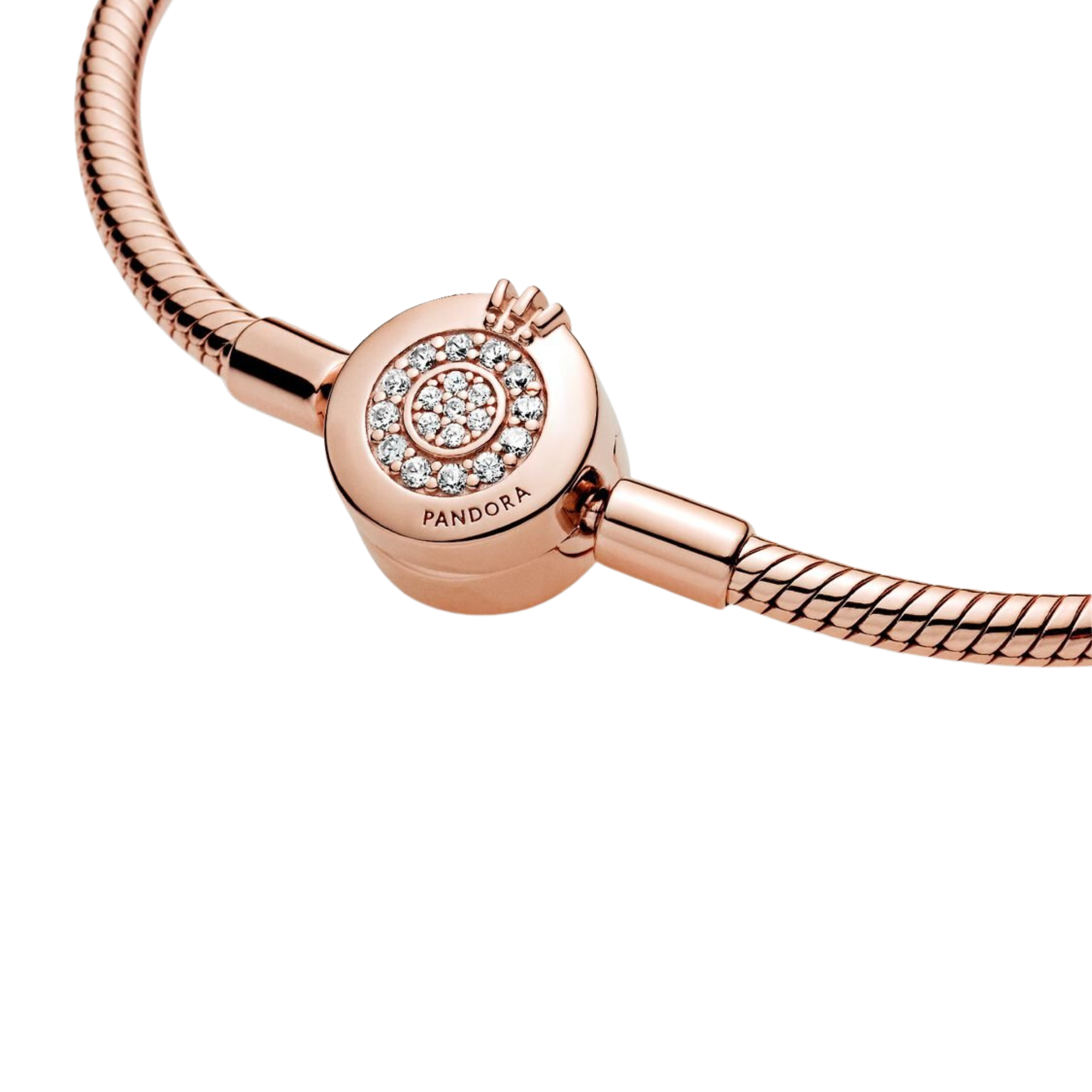 Bracelet Pandora Chaîne de Serpent ou Couronnée Brillante Moments Couleur Or Rose - Bijuvera