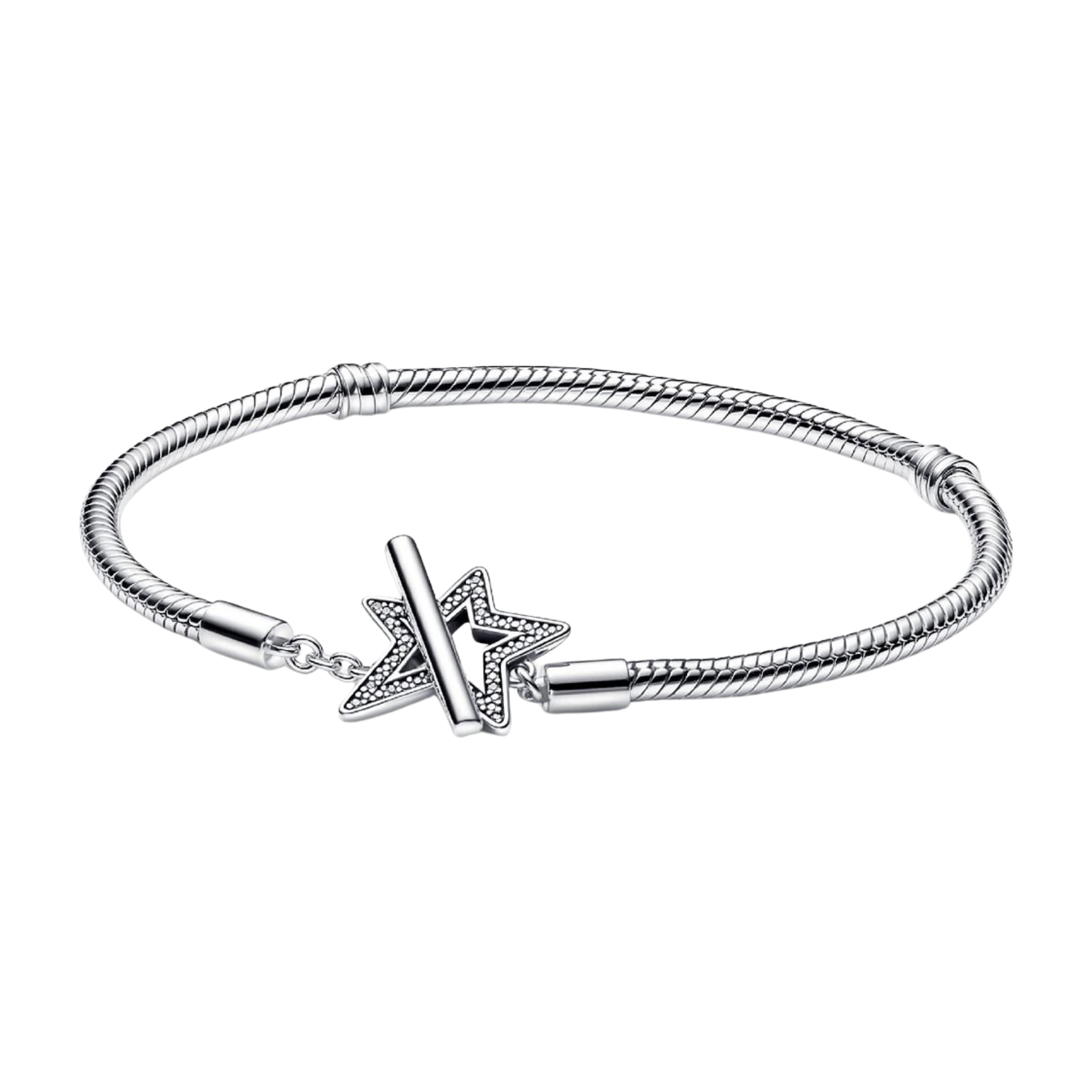 Pulsera Pandora Cadena de Serpiente con cierre en T Estrella Asimétrica - Bijuvera