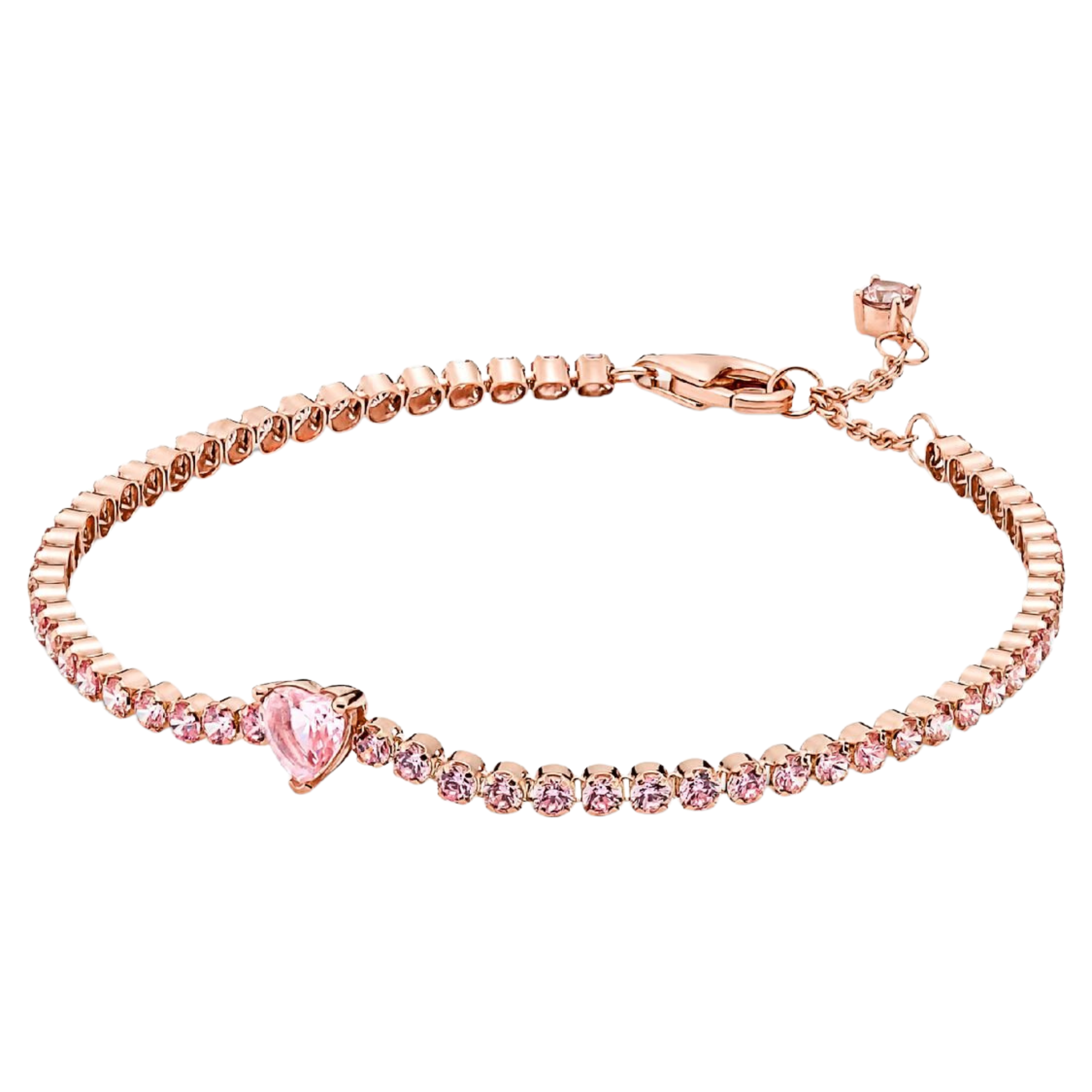 Pulsera Pandora Corazón Brillante en Color Oro Rosa - Bijuvera