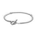 Bracelet Pandora Design Snake Chain Silver with T-shaped Clasp - Bijuvera