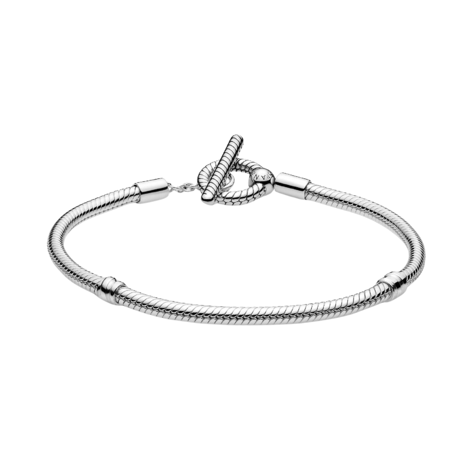 Pulsera Pandora Diseño Cadena de Serpiente Plata con Cierre en forma de T - Bijuvera