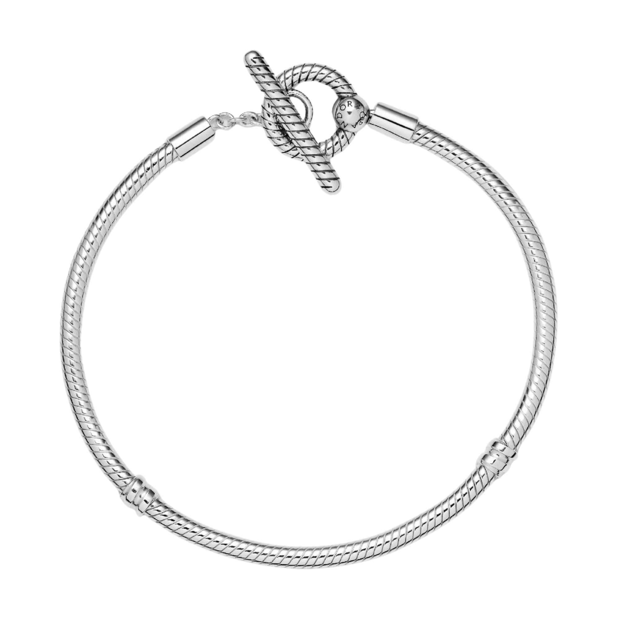 Pulsera Pandora Diseño Cadena de Serpiente Plata con Cierre en forma de T - Bijuvera
