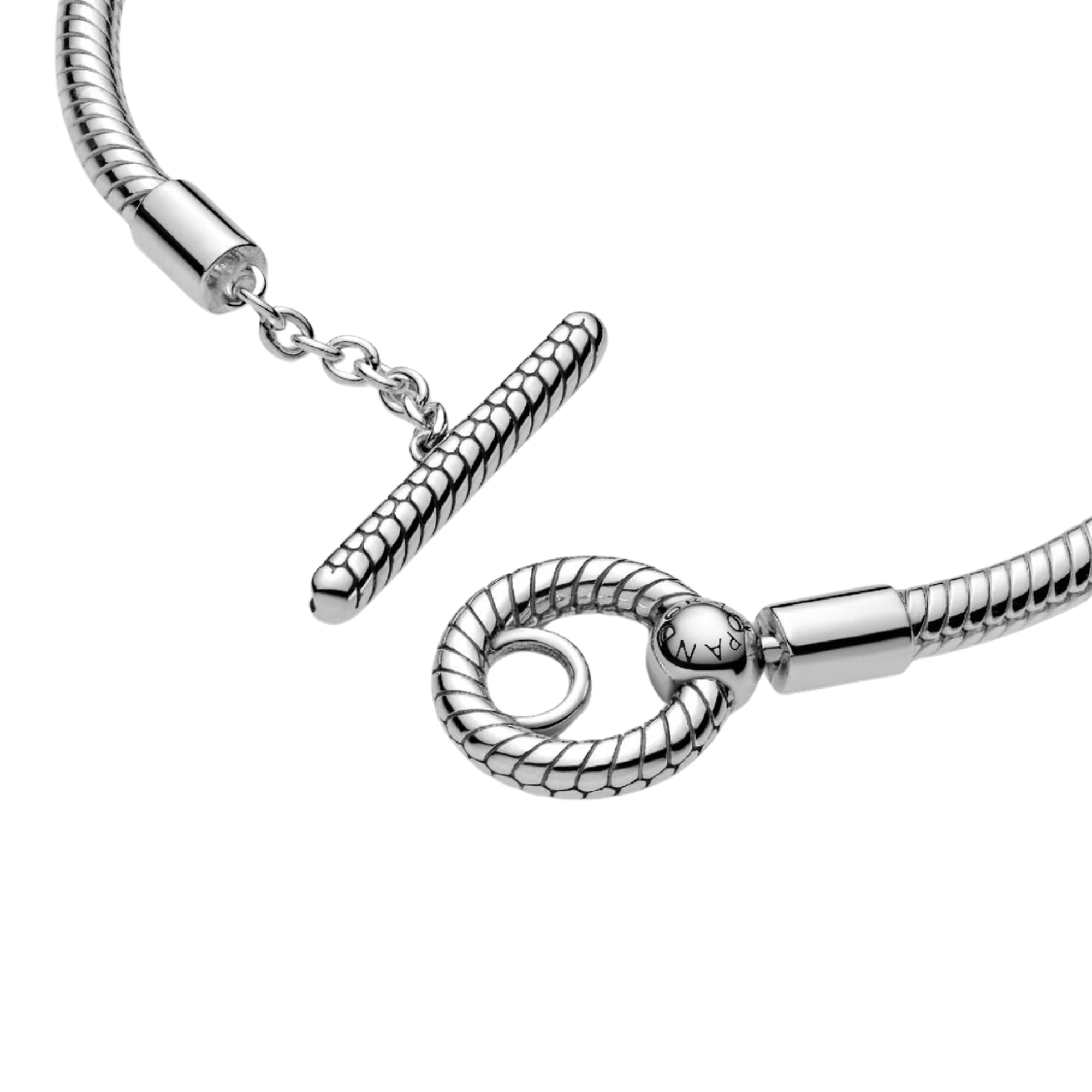 Pulsera Pandora Diseño Cadena de Serpiente Plata con Cierre en forma de T - Bijuvera