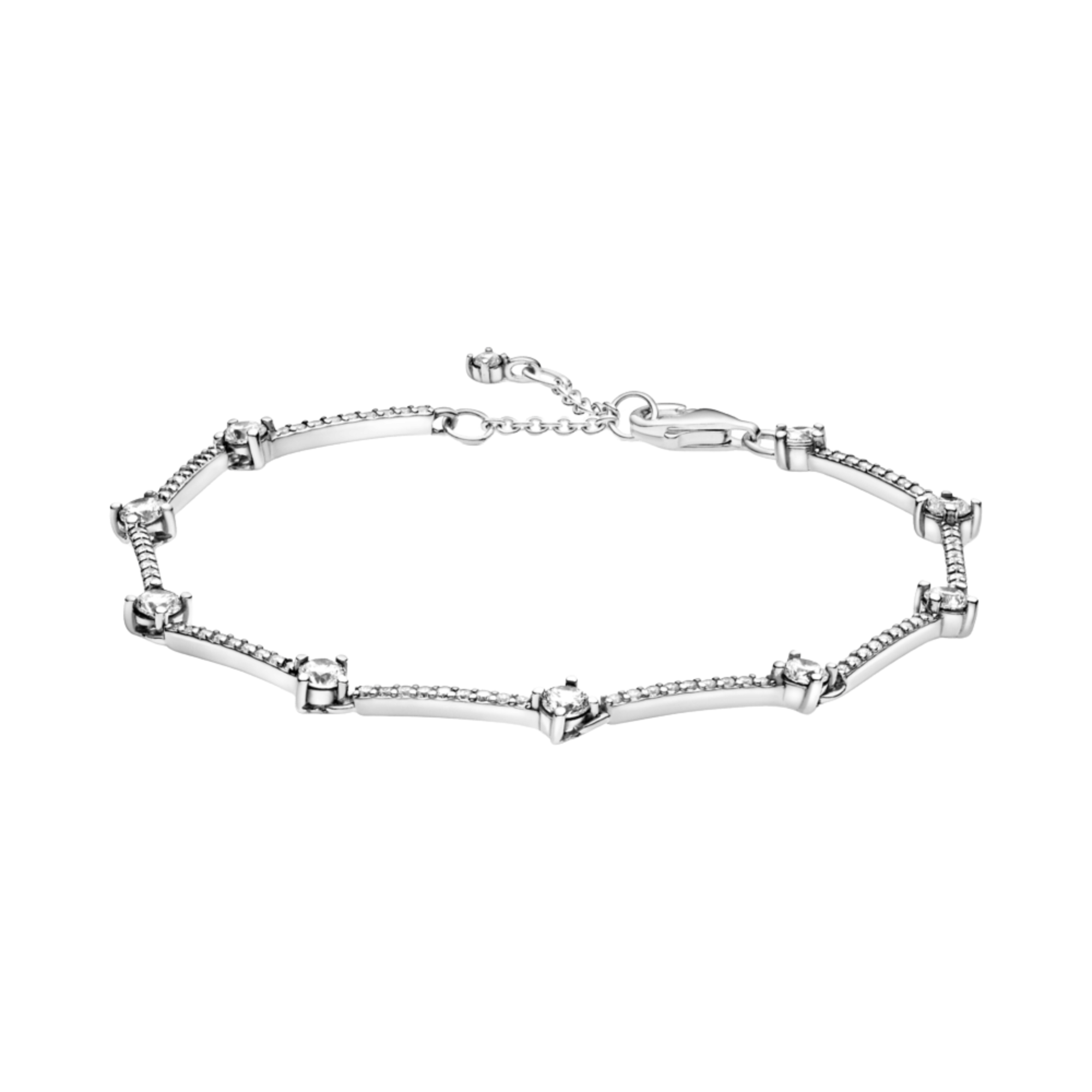 Pulsera Pandora En Plata de Ley Barras Brillantes en Pave - Bijuvera