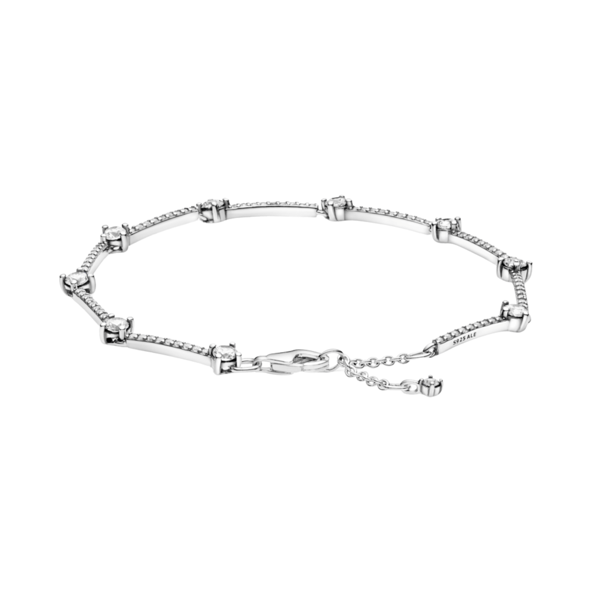 Pulsera Pandora En Plata de Ley Barras Brillantes en Pave - Bijuvera