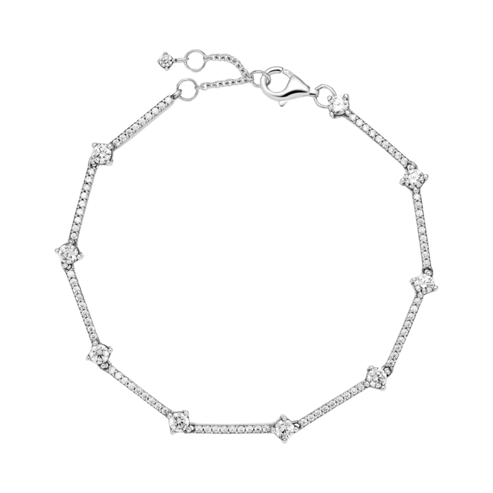 Pulsera Pandora En Plata de Ley Barras Brillantes en Pave - Bijuvera