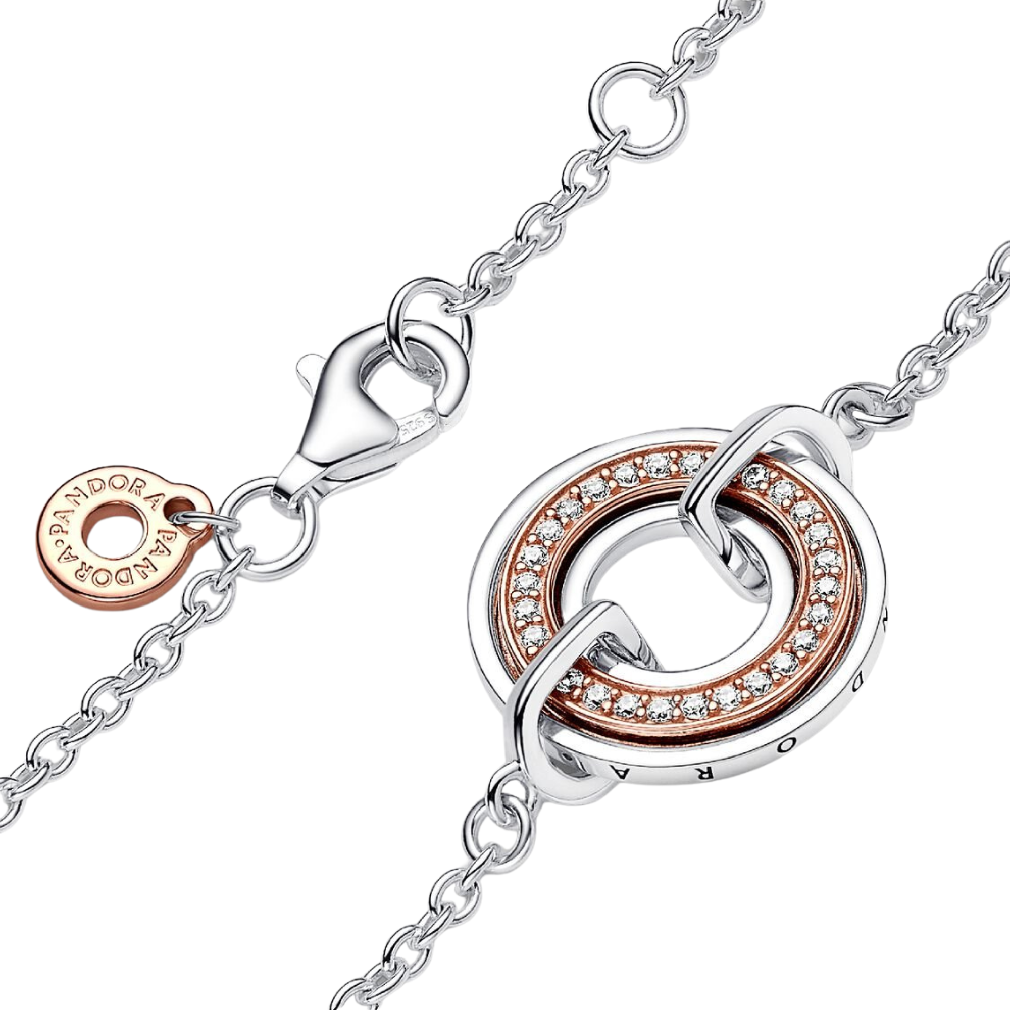 Bracelet Pandora Logo & Pavé en Deux Tons Signature - Bijuvera
