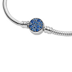 Pandora Moments Blue Dazzling Closure Snake Chain Bracelet - Bijuvera