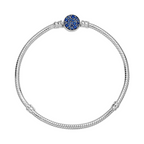 Pandora Moments Blue Dazzling Closure Snake Chain Bracelet - Bijuvera