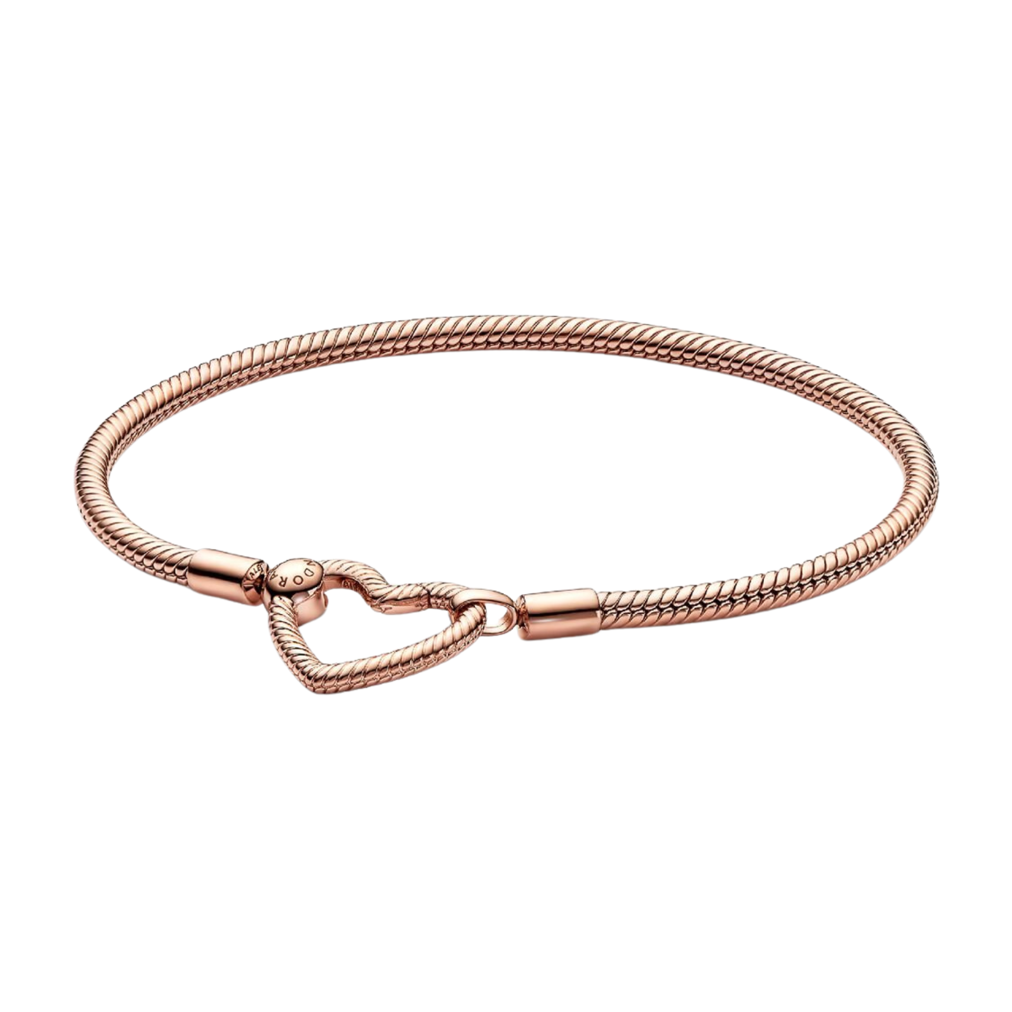 Bracelet Pandora Moments Chaîne de Serpent Fermoir Cœur Couleur Or Rose - Bijuvera