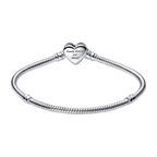 Pandora Moments Slangenketting Armband met Glanzende Hartvormige Sluiting - Bijuvera
