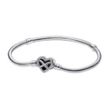 Pandora Moments Slangenketting Armband met Glanzende Hartvormige Sluiting - Bijuvera