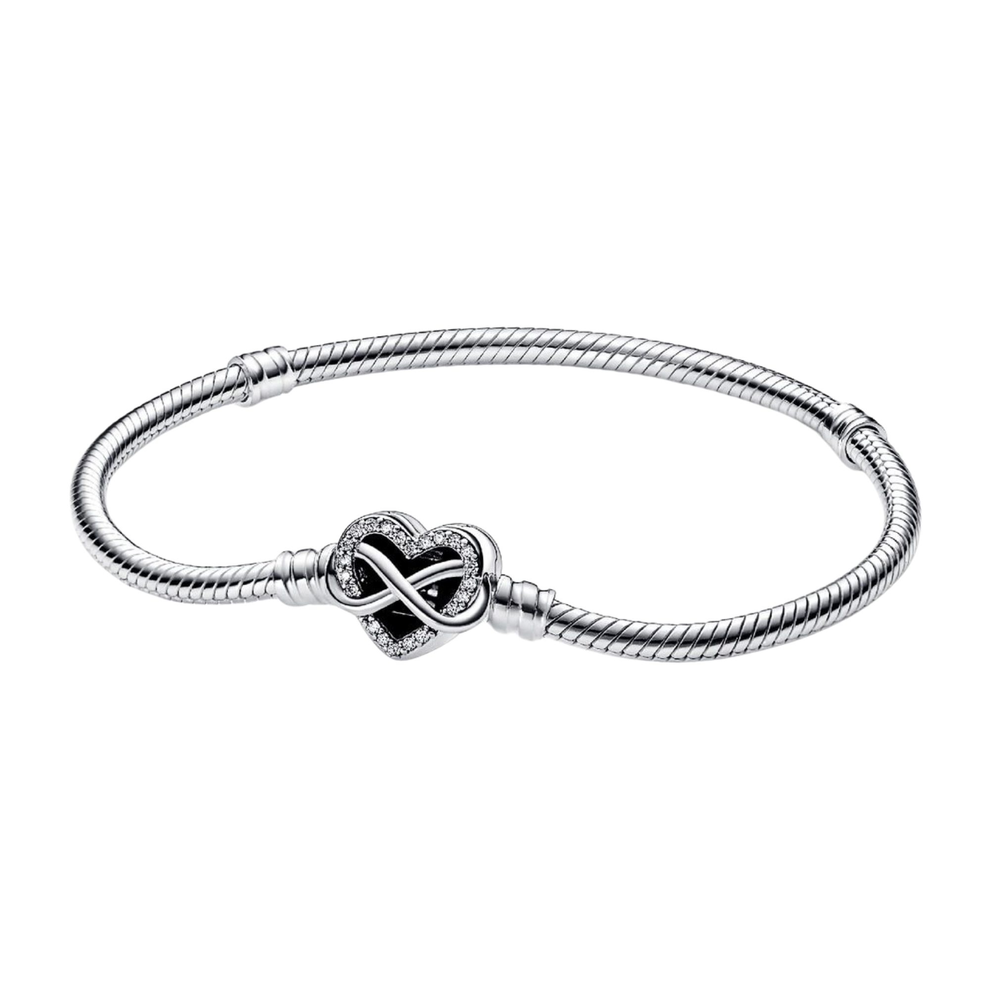 Pandora Moments Slangenketting Armband met Glanzende Hartvormige Sluiting - Bijuvera