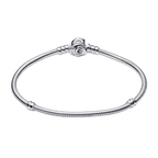 Pandora Moments Slangenkettingarmband met Roze Bloeiende Sluiting - Bijuvera