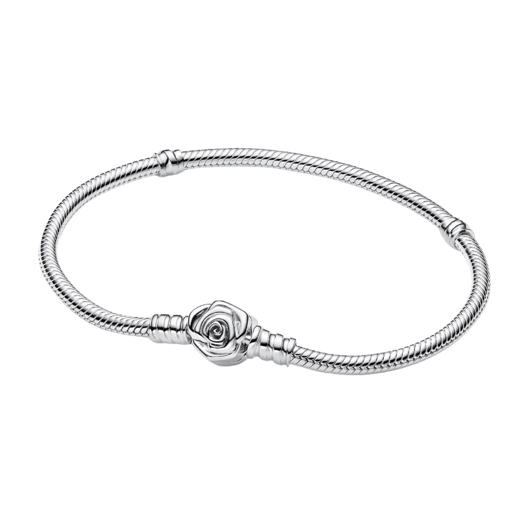 Pandora Moments Slangenkettingarmband met Roze Bloeiende Sluiting - Bijuvera