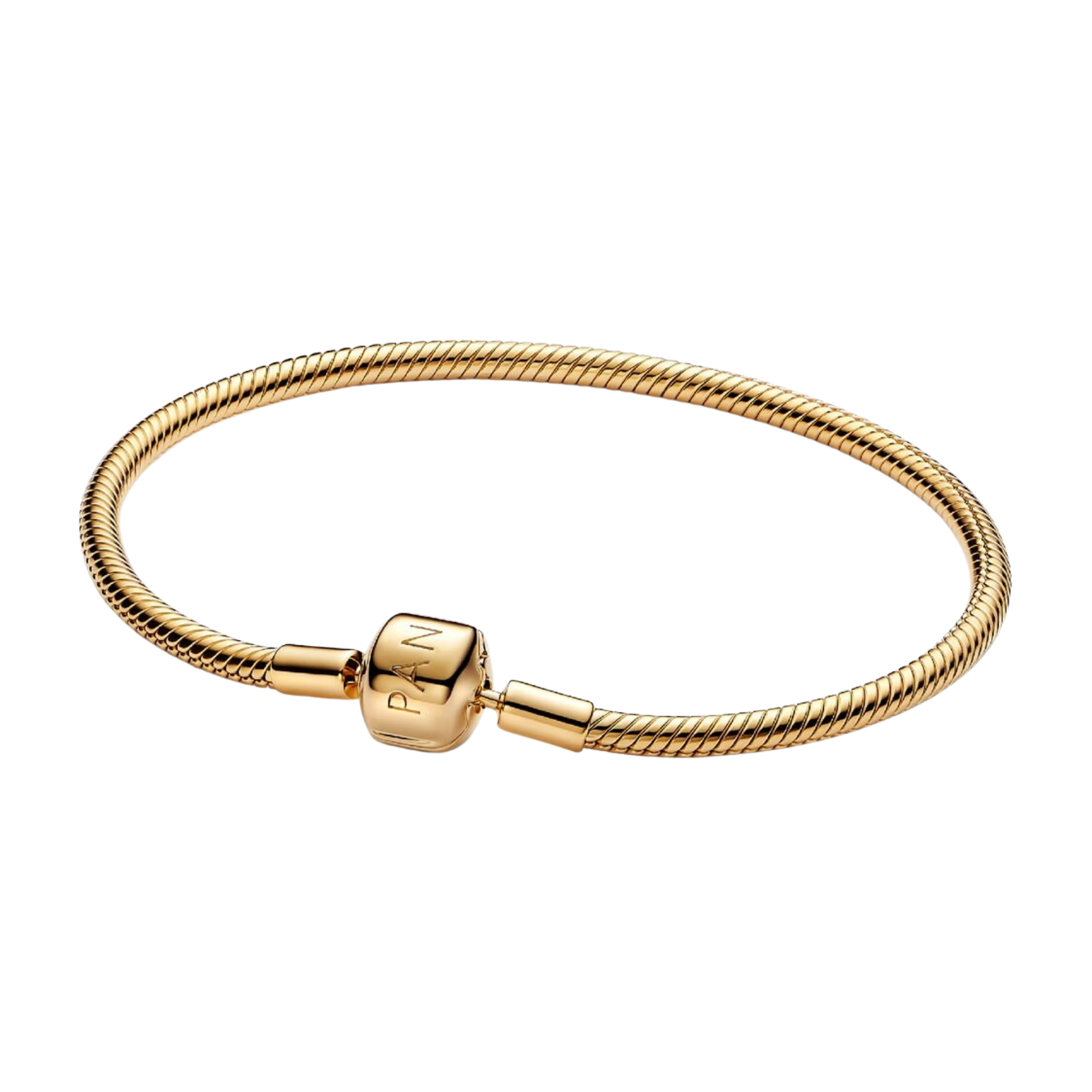 Pulsera Pandora Moments Cadena de Serpiente con Cierre de Barril Color Oro  - Bijuvera