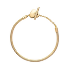 Pandora Moments Slangenkettingarmband met T-slot en Hart in Gouden Kleur - Bijuvera