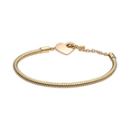 Pandora Moments Slangenkettingarmband met T-slot en Hart in Gouden Kleur - Bijuvera