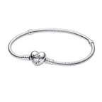 Pandora Moments Heart Clasp Snake Chain Bracelet - Bijuvera