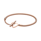 Bracelet Pandora Moments Chaîne de Serpent avec fermoir en T et Cœur en Couleur Or Rose - Bijuvera