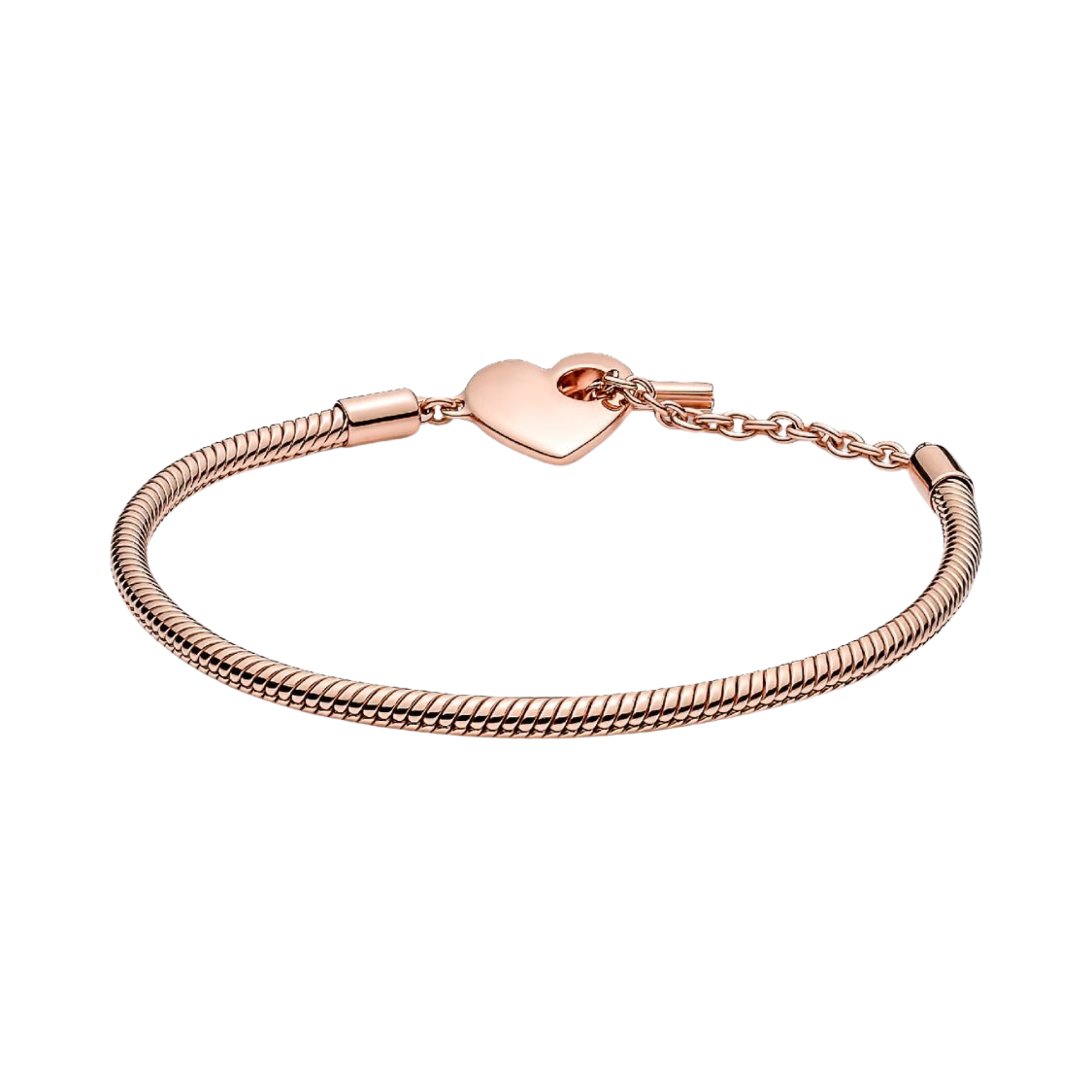 Bracelet Pandora Moments Chaîne de Serpent avec fermoir en T et Cœur en Couleur Or Rose - Bijuvera