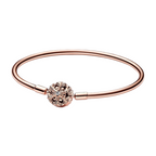 Bracelet Pandora Moments Pandora Flocon de Neige Brillant en Couleur Or Rose - Bijuvera