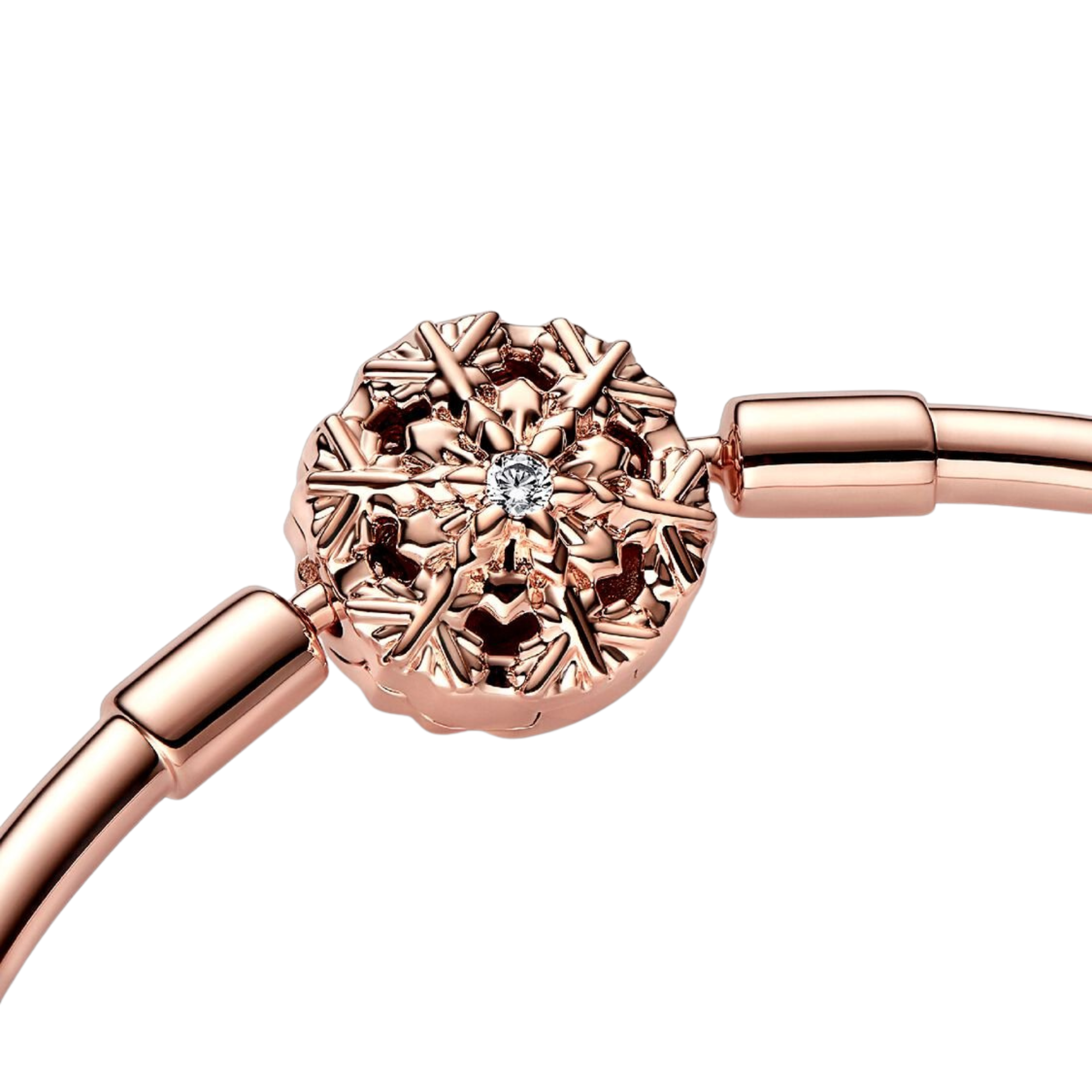 Bracelet Pandora Moments Pandora Flocon de Neige Brillant en Couleur Or Rose - Bijuvera