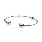 Pandora Moments Open Bangle with Pavé Charm Closures - Bijuvera