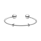 Pandora Moments Open Bangle with Pavé Charm Closures - Bijuvera