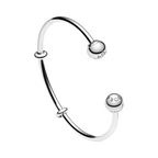 Pandora Moments Open Bangle with Pavé Charm Closures - Bijuvera