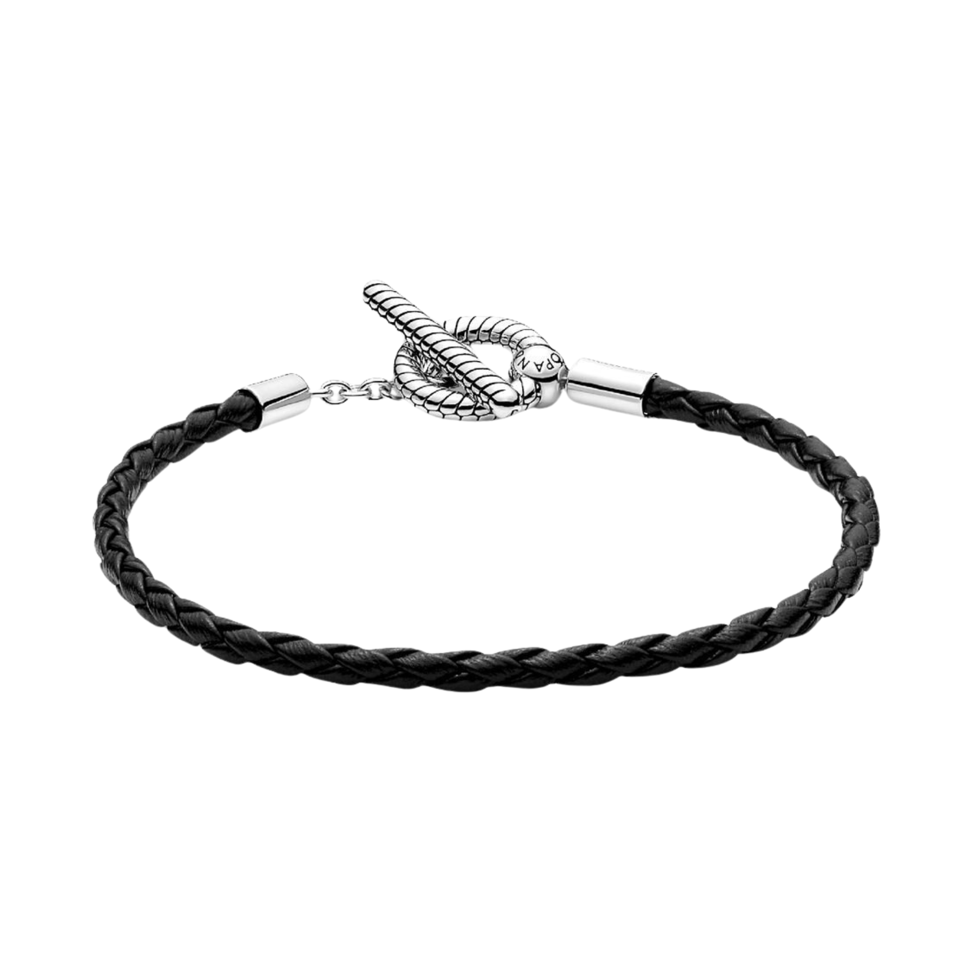 Pulsera Pandora Moments de Cuero Trenzado con Cierre en forma de T - Bijuvera
