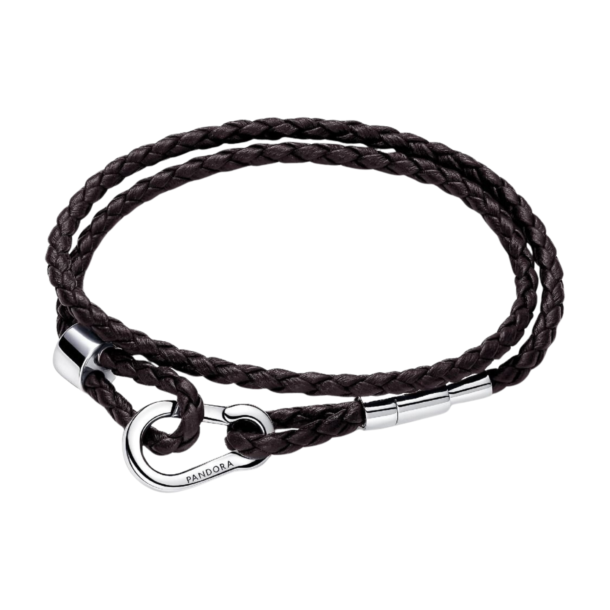 Pulsera Pandora Moments en Cuero Trenzado Doble Marrón - Bijuvera