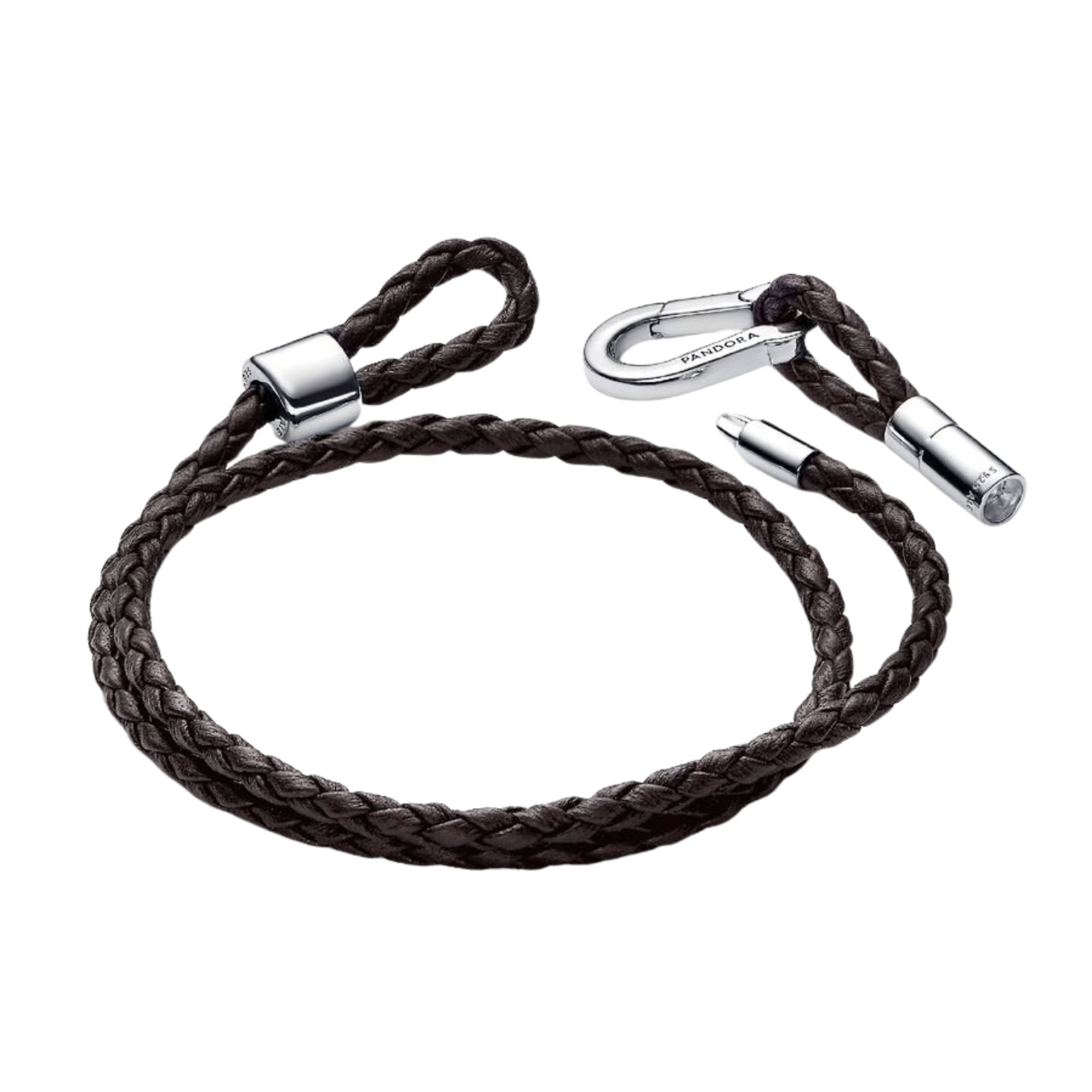 Pulsera Pandora Moments en Cuero Trenzado Doble Marrón - Bijuvera