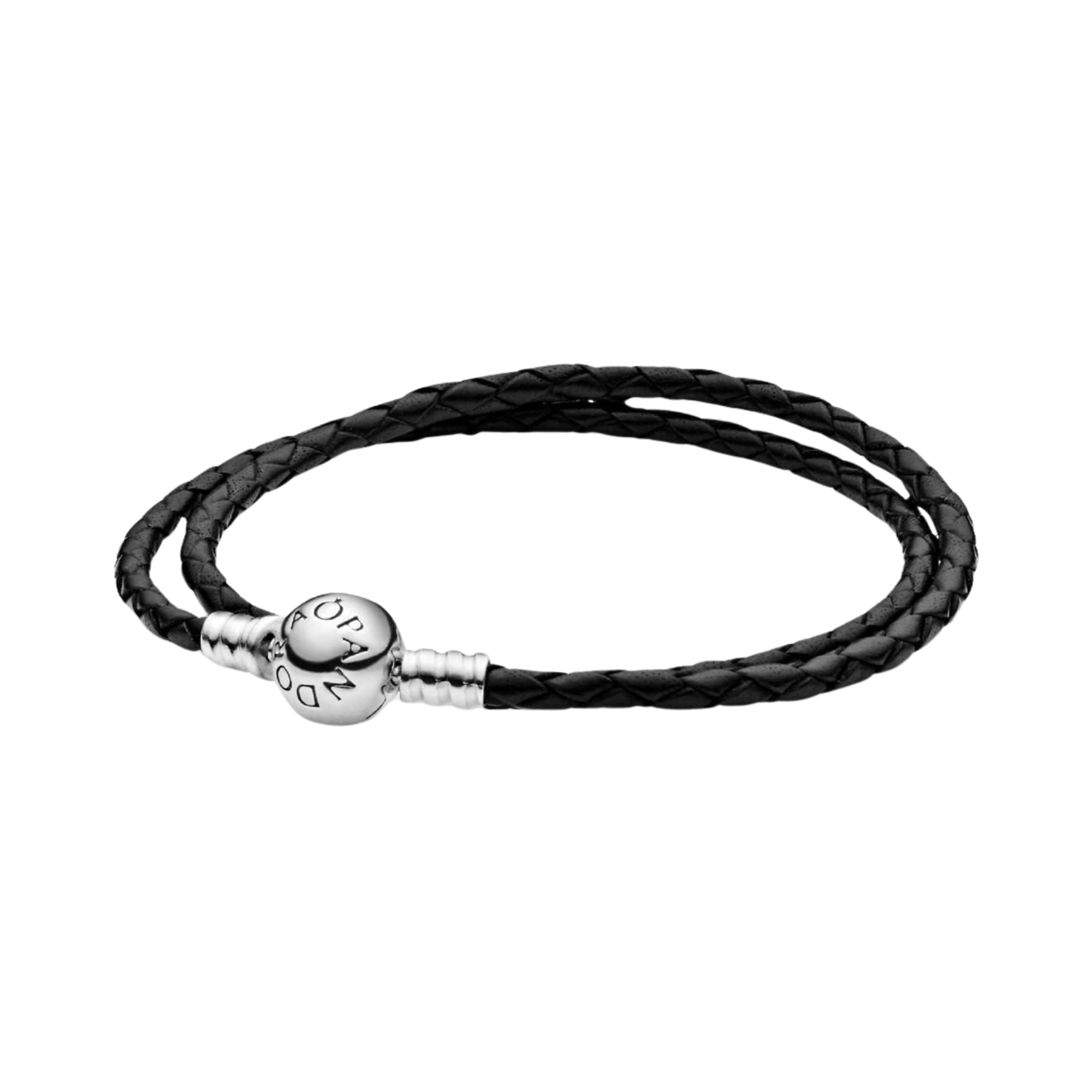 Pulsera Pandora Moments en cuero trenzado doble negro - Bijuvera