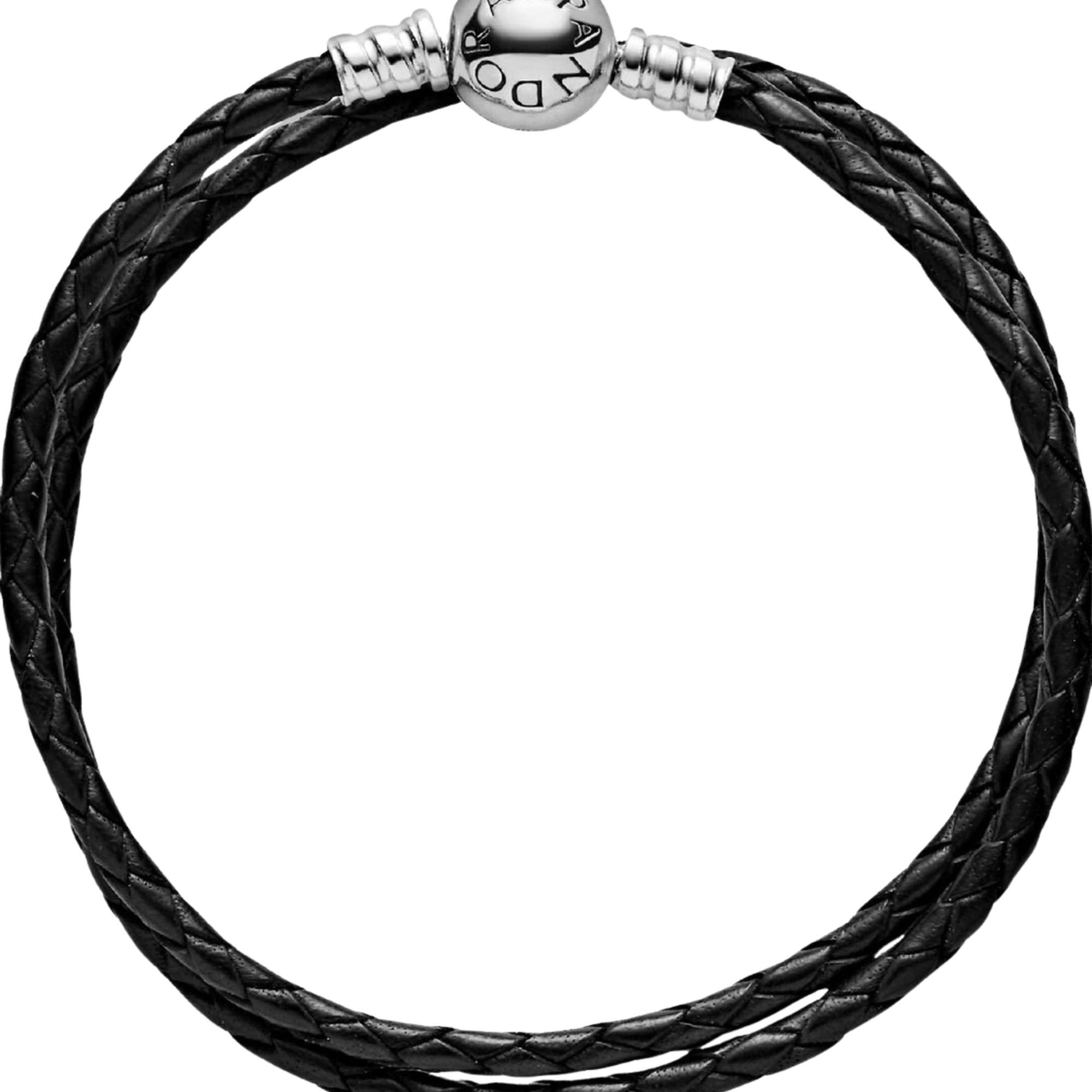 Pulsera Pandora Moments en cuero trenzado doble negro - Bijuvera