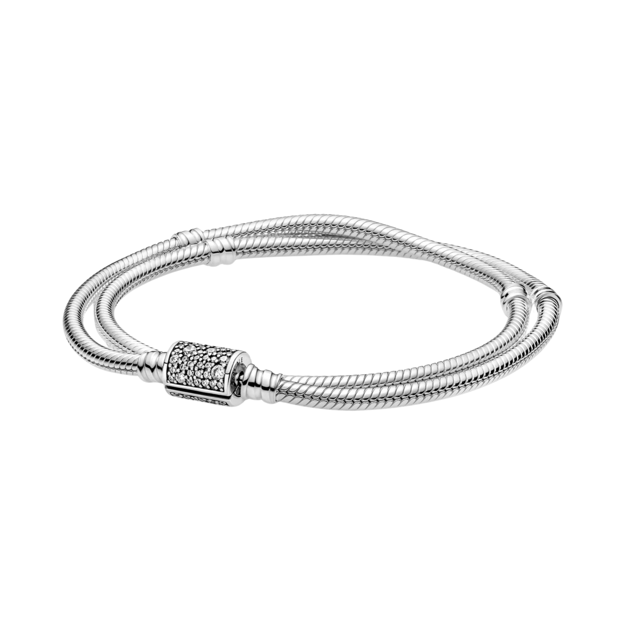 Pulsera Pandora Moments en plata de ley Cadena de Serpiente con Cierre Doble Envoltura  - Bijuvera