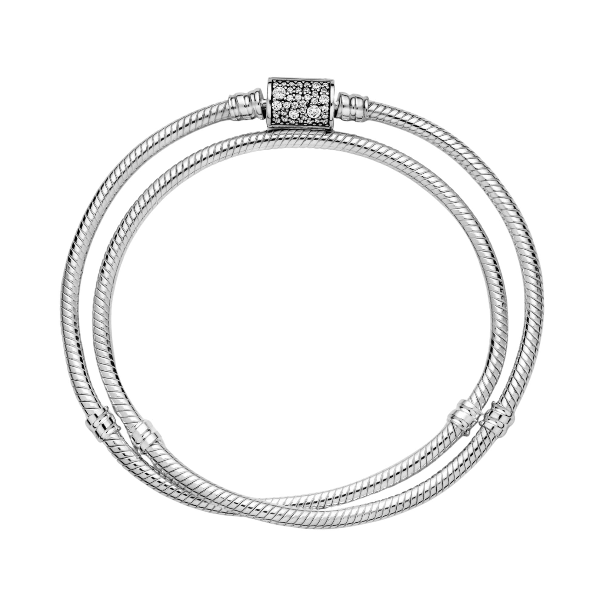 Pulsera Pandora Moments en plata de ley Cadena de Serpiente con Cierre Doble Envoltura  - Bijuvera