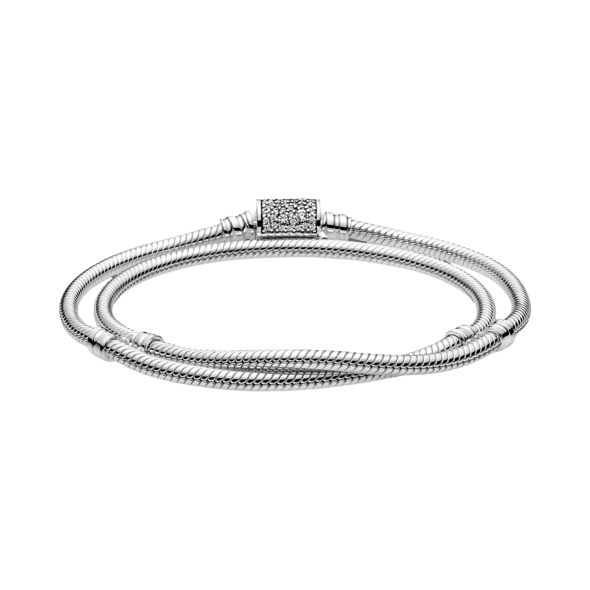 Pulsera Pandora Moments en plata de ley Cadena de Serpiente con Cierre Doble Envoltura  - Bijuvera